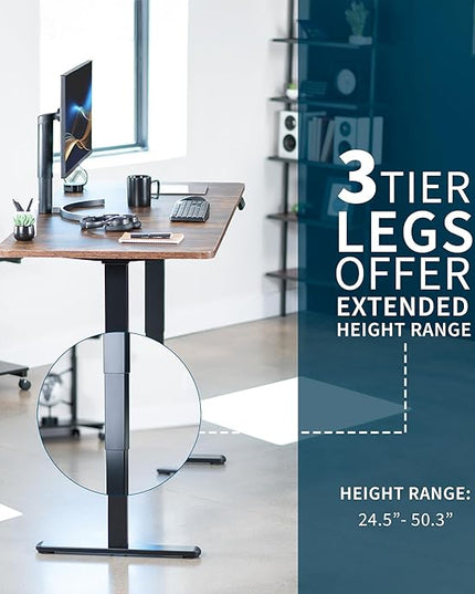 VIVO Electric 71 x 30 in Dual Motor Rustic Sit Stand Desk, Memory Height Adjustment, 2B Series, Vintage Brown Top Black Frame, DESK-KIT-2B7N