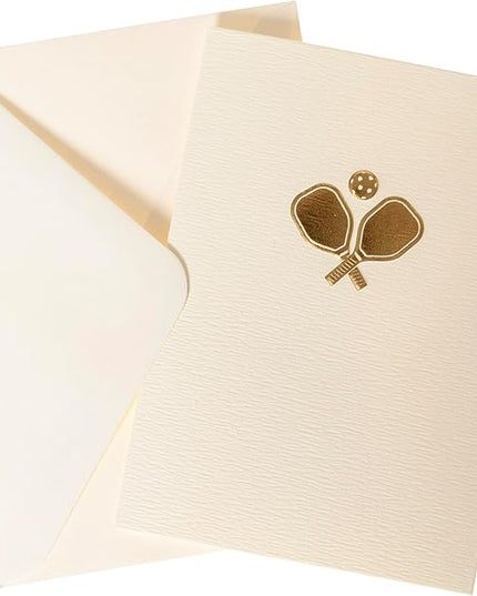 Graphique Pickleball Cards, Pack of 10 Cards with Envelopes, All Occasion Greetings, Blank Inside, Embossing and Gold Foil Accents, La Petite Press Collection Boxed Set, 3.25" x 4.75"