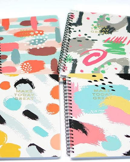 Yansanido Spiral Notebook, 4 Pcs A5 Thick Graffiti Design Hardcover 8mm Ruled 4 Color 80 Sheets -160 Pages Journals for Study and Notes (Colorful)