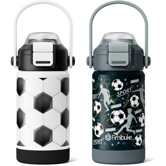 Fimibuke 14oz Kids Insulated Water Bottle with 2-in-1 Straw & Spout Lid