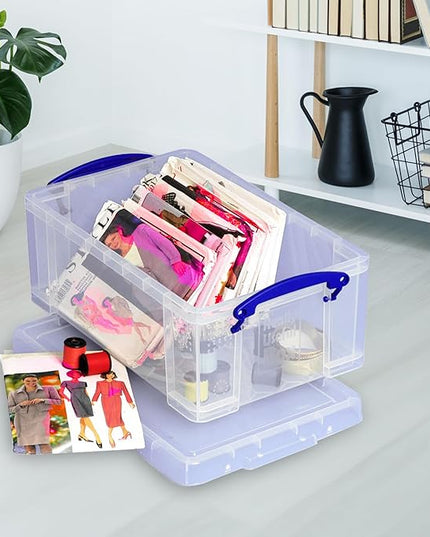 Really Useful Box 9 Liter Plastic Storage Bins with Lids and Clip Lock Handles for Home or Office Organization and Storage (2 Pack)