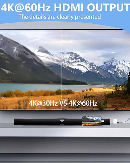 USB C to HDMI for TV, 4K@60Hz Type C to HDMI Adapter with Charging Port, iPhone to Hdmi to USB C Adapter Compatible for iPhone 16/15 Series/iPad Pro/Galaxy/MacBook Pro to HDTV Projector