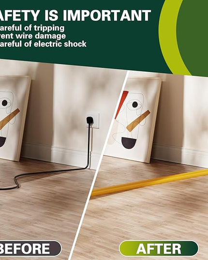Floor Cord Cover Cable Cavity Self Adhesive Hider - Electric Cord Covers for Living Rooms, Offices - Cable Cover Protector (Wood Brown, 1.18" x 10')