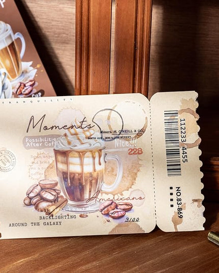 AuriicLeaf Coffee Aesthetic PET Stickers, 60 Pcs Large Collage Ephemera for Scrapbooking, Journaling, DIY Crafting, and Art Supplies
