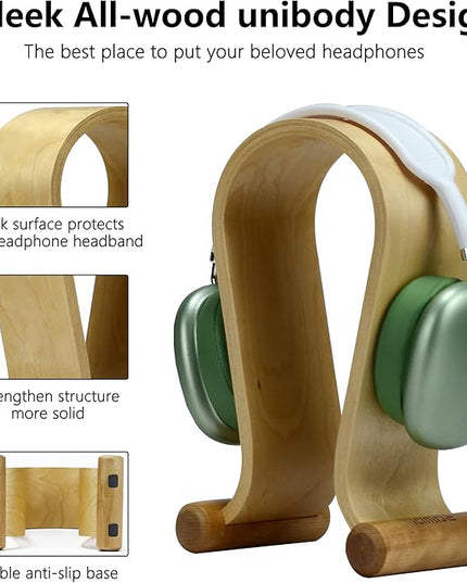 SAMDI Leather Headphone Stand Headset Stand Headphone Holder Universal Gaming Headset Holder - Birch