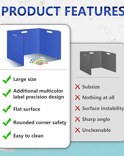 24 Pcs Desk Dividers for Students Classroom Plastic Privacy Folders Blue Test Dividers for Students Desks Trifold Privacy Panel Partitions for School Teacher Supplies(24pcs Blue)