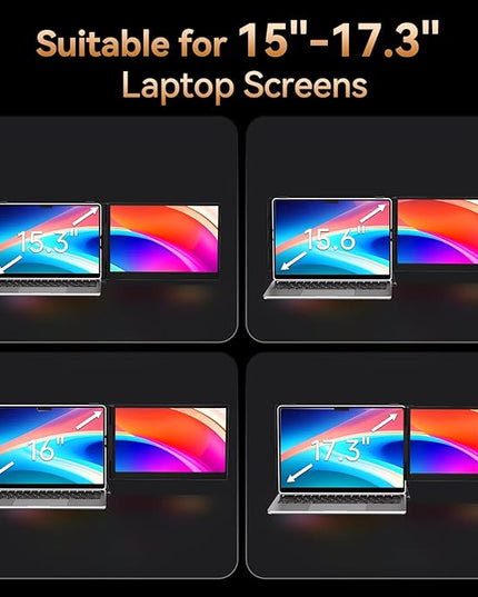 15.3" Laptop Screen Extender, Ultra-thin Portable Monitor FHD 1080P IPS, Dual Screen Extra Travel Monitor for Laptops 13-17" with USB-C/HDMI Port, Plug & Play for Windows/Mac/Android/Switch/PS