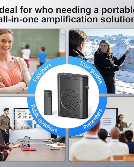 Moman Voice Amplifier for Teachers with Wireless Lavalier Microphone, Zero Whistling, Low Latency, Portable Meagaphone Speaker Mic for Classroom Meeting