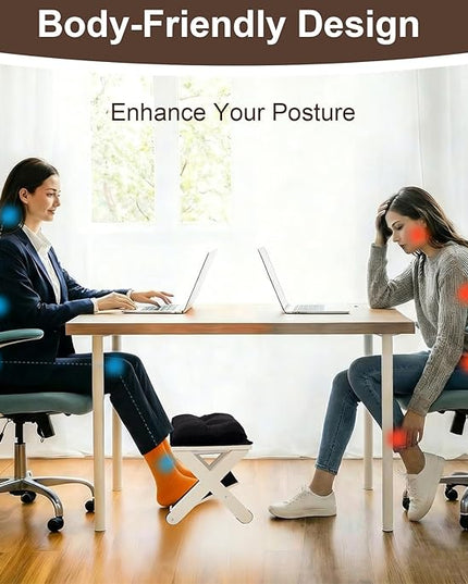 Novabright Double Step Footrest, Wooden Foot Rest for Under Desk at Work with Non-Slip Surface, Ergonomic Foot Stools for Improved Posture, Leg Rest for Chair, Computer Gaming, Home and Office