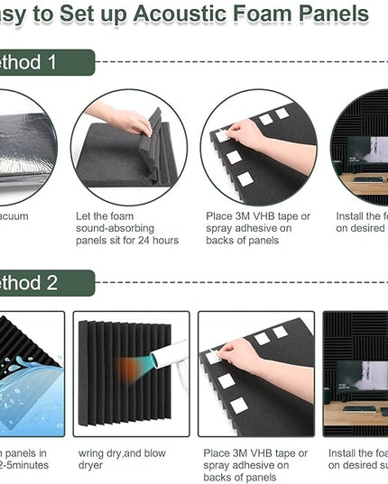 50 Pack Acoustic Foam Panels,2"X 12" X 12"Sound Proof Foam PanelsHigh Density Sound Absorbing Panels,Soundproof Wedges Panels for Studio Recording & Office & Home