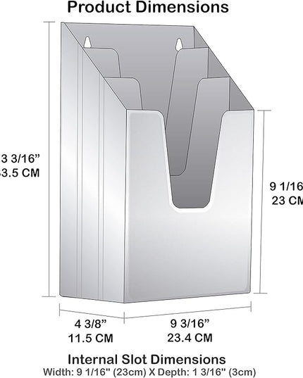 Acrimet Vertical Triple File Folder Holder Organizer, File Sorter (Plastic) (White Color)