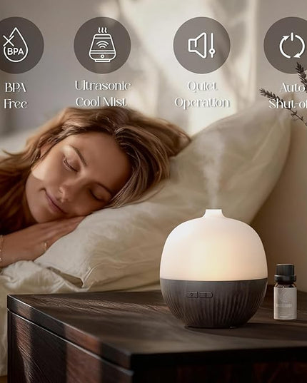 ARVIDSSON Essential Oil Diffuser, 100ml Aromatherapy Diffuser with Mood Light, Ultrasonic Oil Diffusers for Home, Small Diffuser for Essential Oils, Gift for Women - Dark Wood