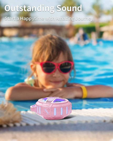 EBODA Bluetooth Shower Speaker, IP67 Waterproof Portable Wireless Small Speakers, Floating, 24H Playtime for Home, Beach, Pool, Kayak, Hiking, Boat Accessories, Gifts for Women, Girls - Pink