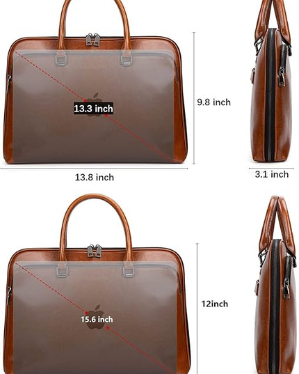 Blofinche Laptop Messenger shoulder bag: Genuine Leather work Briefcase 13.3 15.6 inch designer handbag