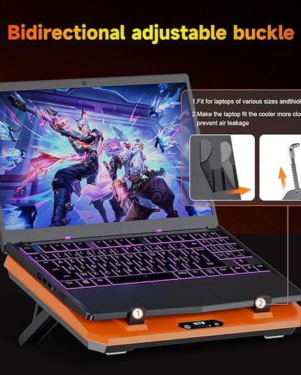 IETS GT300 Upgraded Laptop Cooling Pad with Adjustable Stand, Turbo Boosted Cooler for Rapid Cooling 10-17inch Gaming Laptop, Flexible Sealing Ring，Featuring Air Filtration and USB Hub