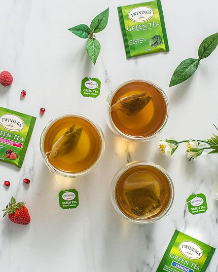 Twinings Green Tea with Jasmine Individually Wrapped Bags, 20 Count (Pack of 1), Fragrant Floral Scent, Caffeinated, Enjoy Hot or Iced, 20 Teabags