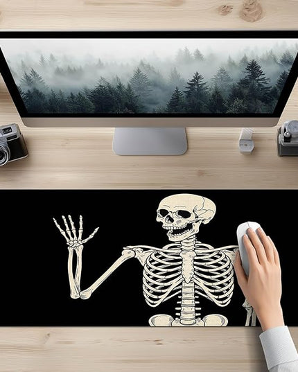 Mouse Pad Gaming Mousepad 31.5 x 11.8 Inch Large Keyboard Desktop Mat Diatomite XL Mouse Pad for Home and Office Desk Accessories with Cartoon Skeleton Line Art Design