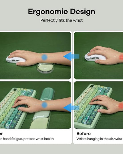 EPOMAKER CloudGel Wrist Rest for Keyboard and Mouse, 2 Pieces Silicone Wrist Support, Anti-Slip Rubber Bottom, Ergonomic Design, Suitable for Office/Computer/Laptop/Gaming (Green)