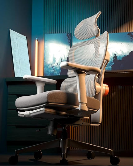 Newtral Ergonomic Mesh Office Chair with Footrest,Laptop Desk, Adaptive Lumbar Support, High Back Desk Computer Chair with Soft 4D Armrest,Adjustable Headrest,136°Tilt Function for Home & Office