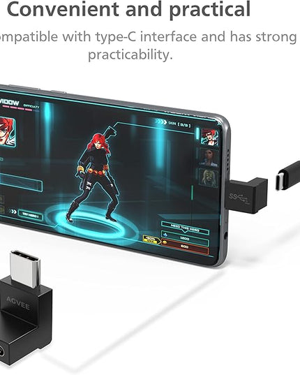 AGVEE 4 Pack Front Angle 90 Degree USB-C Male to USB-C Right Angled Female Adapter (Type-C 3.2 Gen 2) Converter Video Type-C 10G Data Extension Coupler Converter Connector, Black