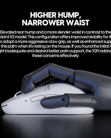 Pulsar Gaming Gears - X2H eS Wireless Gaming Mouse, Limited Edition, Symmetrical, Optical Switch, OLED Display, Driverless, PAW3395 Sensor, 100H Battery, 4K dongle Included (Medium, White)