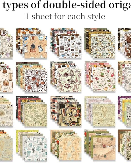 Origami Paper Kit Dobule Sided 100 Sheets 100 Colors 6 Inch Japanese Chiyo Square Easy Fold Arts Crafts DIY Handwork Origami Papers Coffee Newspapers