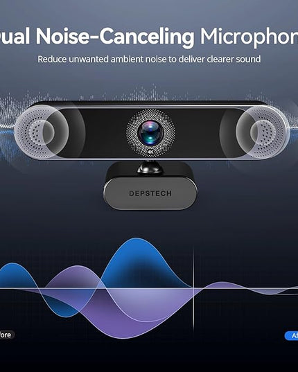 DEPSTECH 4K Webcam, Ultra HD 1/2.55'' Sony Sensor, 3X Digital Zoom, Dual Noise-Canceling Microphones, Remote Control, Auto Focus, Streaming Webcam for PC, Mac, Laptop, Video Call, Zoom, Skype, Teams