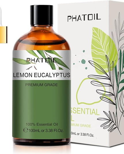 Lemon Eucalyptus 3.38fl.oz Essential Oil, PHATOIL Pure Aromatherapy Oils for Diffuser, Humidifier, Perfect for DIY Soap, Candle, Bath Bombs Making(100ml)