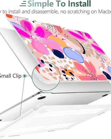 DONGKE for M4 MacBook Air 13.6 Inch Case 2025 2024 2023 2022 Model A3240 A3113 A2681 M3 M2 Chip, Plastic Hard Shell Case Cover with Touch ID for MacBook Air 13 Inch M4 - Floral Artistic