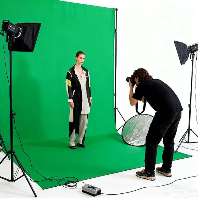 Green Screen Backdrop 8x10ft Photo Backdrop Chromakey Muslin Portrait Green Backdrop for PS Keying/Video Creation/Studio Portrait Shoots
