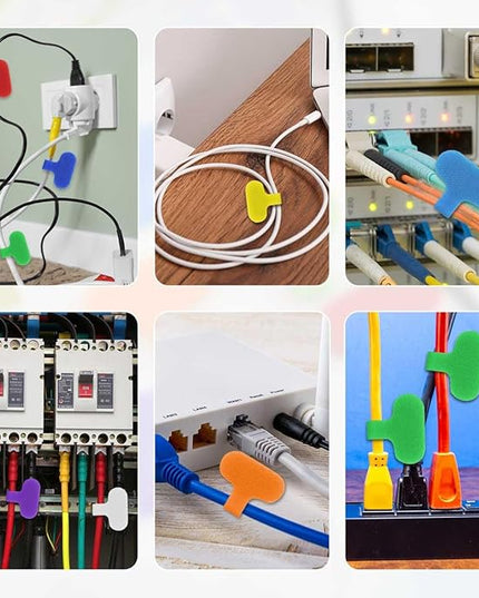 32 Pieces Multi-Color Electronic Cable Identification Tags Write On Cord Labels for Computers Cable Management Writable Wire Tags for Electronics Self-Adhesive Nylon Wrap-It Cable Label (8 Colors)