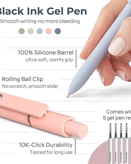 Nicpro 39 PCS Aesthetic School Supplies with Cute Pink Pencil Case, 12 Pastel Highlighters, 5 Quick Dry Black Ink Pens, 6 Mechanical Pencil 0.5 & 0.7 mm for Girls Student Stationary College Essentials