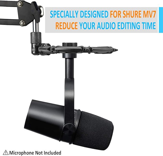 SUNMON Shure MV7 Shock Mount Compatible with Shure MV7 Microphone, MV7 Shock Mount Reduces Vibration Noise Matching Mic Stand Boom Arm by SUNMON