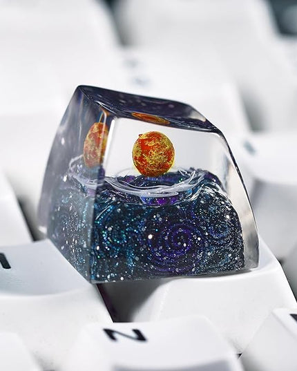 Sun Solar System Planet Celestial Artisan Keycap R1 SA Profile Custom Galaxy Universe Keycaps 1U ESC Handmade Gaming Resin Key Cap Cherry MX Switch Compatible Mechanical Keyboard Space Lover Gift