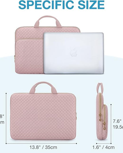 BAGSMART Laptop Case Compatible with 13-13.3 inch Notebook,Compatible with MacBook Pro 14 Inch,MacBook Air,Protective Carrying Bag with Pocket,Handles,Pink