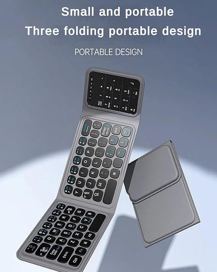 Luocute Foldable Keyboard, Portable Keyboard with Multi Touch Touchpad and Leather Case for Laptop PC Tablet Smartphone iOS