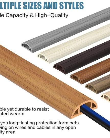 Floor Cord Covers for Wires 10FT Cable Hider Wire Cover Self Adhesive Cord Hider Floor for Offices, Homes, Workshops, Warehouses Cable Cavity 0.39" W x 0.27" H