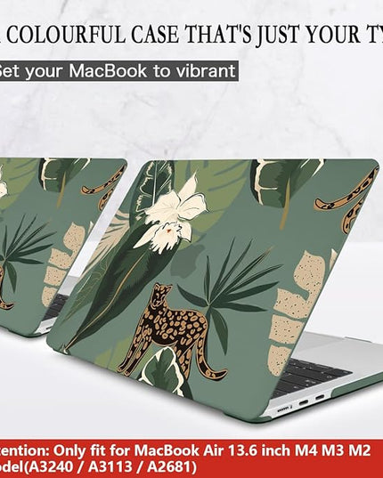 CISSOOK for MacBook Air 13.6 Inch Case 2024 2025 Model A3240 A3113 A2681, Panther Leopard Midnight Green Cover with Keyboard Cover for MacBook Air 13.6 M2 M3 M4 - Leopard