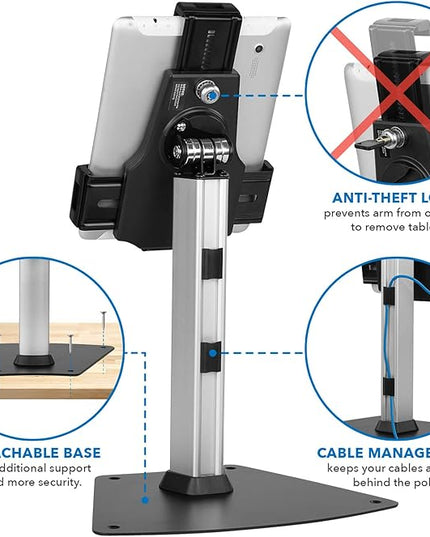 Mount-It! iPad Stand, Secure Universal Tablet Kiosk POS Locking Tablet Countertop Stand for Desk, Fits iPad, Air, Samsung Galaxy Tab, Surface Go & 7.9"- 10.9" Tablets