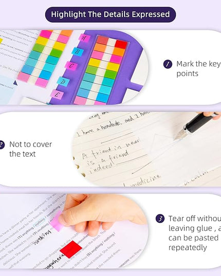 Golcellia Transparent Sticky Notes, See Through Sticky Note, Pastel Colorful Clear Sticky Notes-1040 Sheet Pack (3 Styles) Annotating Books Repositionable Translucent Sticky Tabs