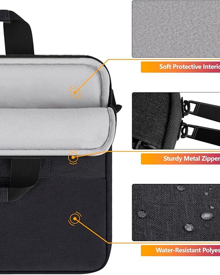 Laptop Case Shoulder Bag for 14 Inch MacBook Pro, 15 Inch Macbook A1707/A1990/A2941/A3114, 14-15 Inch Laptop Computer, Protective Polyester Computer Portable Bag Briefcase with Handle, Black