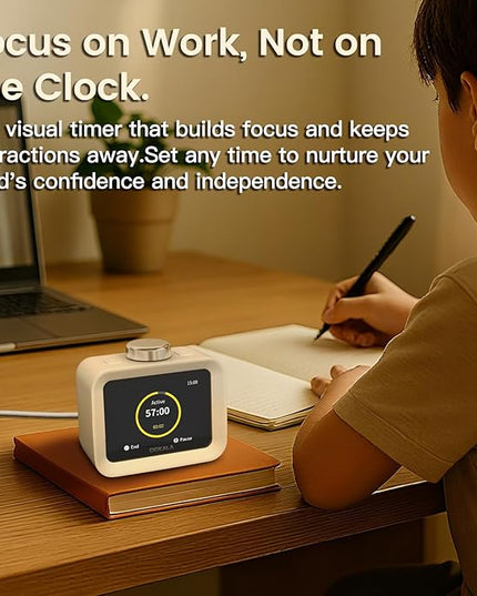 Dekala ChronoSense Alarm Clock for Bedroom Temperature Humidity, 7-Day Programmable 4 Alarms, 100dB Loud Gradual Alarm for Heavy Sleeper, Visual Timer Clock Radio，White Noise Sound Machine
