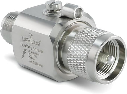 Proxicast Coaxial Lightning Arrester/Suppressor with PL-259 & SO-239 (M/F) Connectors - Pro-Grade Coax Cable Surge Protector for HF, VHF, UHF, CB, Ham, Two-Way Radio and Other Antennas (ANT-234-002)