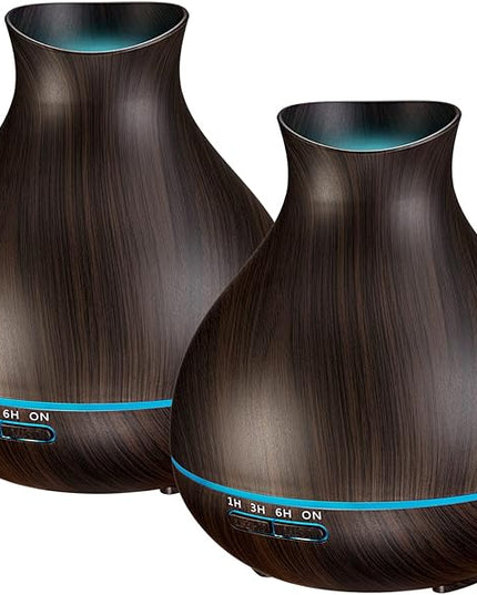 BZseed Aromatherapy Essential Oil Diffusers,2 PCS 550ml High Mist Output Humidifiers for Large Room, Home, Waterless Auto-Off, 7 Color LED Lights Cool Mist Humidifier Ultrasonic Diffusers