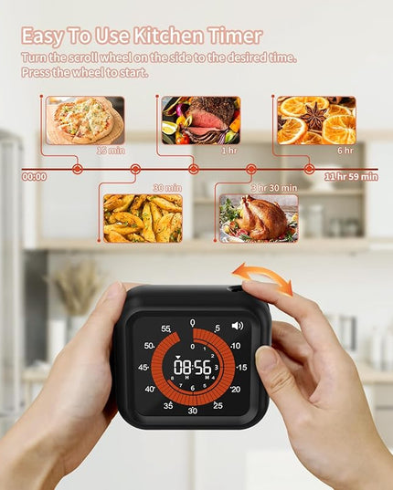 Digital Visual Timer - Large Display Magnetic Countdown Timer with Adjustable Volume and Brightness, 11H59M Memory Function for Kitchen, Classroom, Study Time Management, Seniors & Teachers