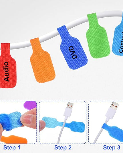 32PCS Cable Labels - Reusable Cord Labels for Electronics, Colorful Cable Tags for Organizing Wires and Identification, Wire Markers for Cord Management, Key Circuit Breaker Moving Label