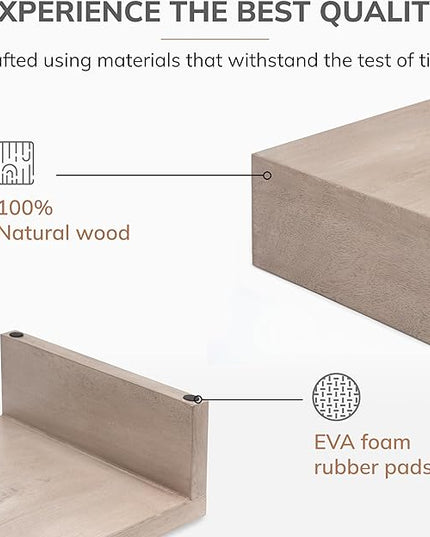 Anji Mountain Wooden Monitor Stand - Elegant Monitor Riser, Perfect Monitor Stand for Desk Organization, Durable Wood Construction monitor stands, Enhances Ergonomics and Workspace Efficiency,Biscotti
