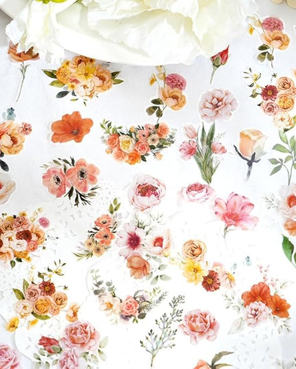 Obujopal 100 Pcs Natural Botanical Flower Stickers, Wildflower Stickers for Scrapbooking Junk Journal Notebook Diary Planner Letter Envelope Water Bottle Phone Case Craft Decoration (Wildflower)
