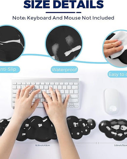 Gel Cloud Keyboard & Mouse Wrist Rest Set - Cloud Keyboard Wrist Rest Pad & Mouse Support for Office Gaming Pad Computer Laptop Ergonomic Comfortable Pain Relief- Cloud Pad Set