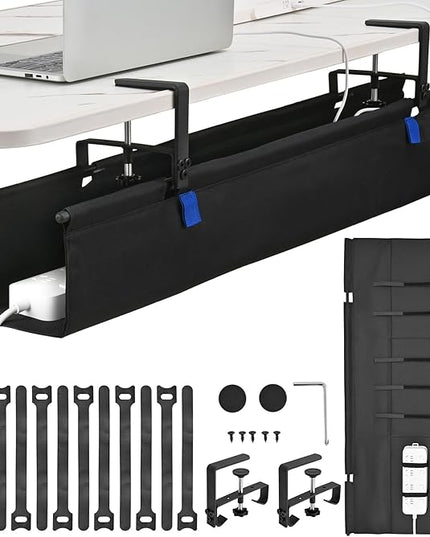 36" Under Desk Cable Management Tray- Clamp/Screw Mount Desk Cable Organizer Cable Tray Hiders for Office&Home